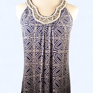 Flowy dress, beaded neckline, sundress